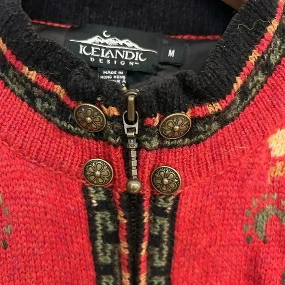 VTG ICELANDIC DESIGN Wool zip up lined oversized sweater jacket sz M - Picture 8 of 11